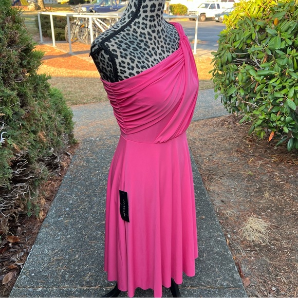 Ann Taylor NWT Pink One Shoulder Bridesmaid Prom Party Dress Size 4 - Picture 2 of 5